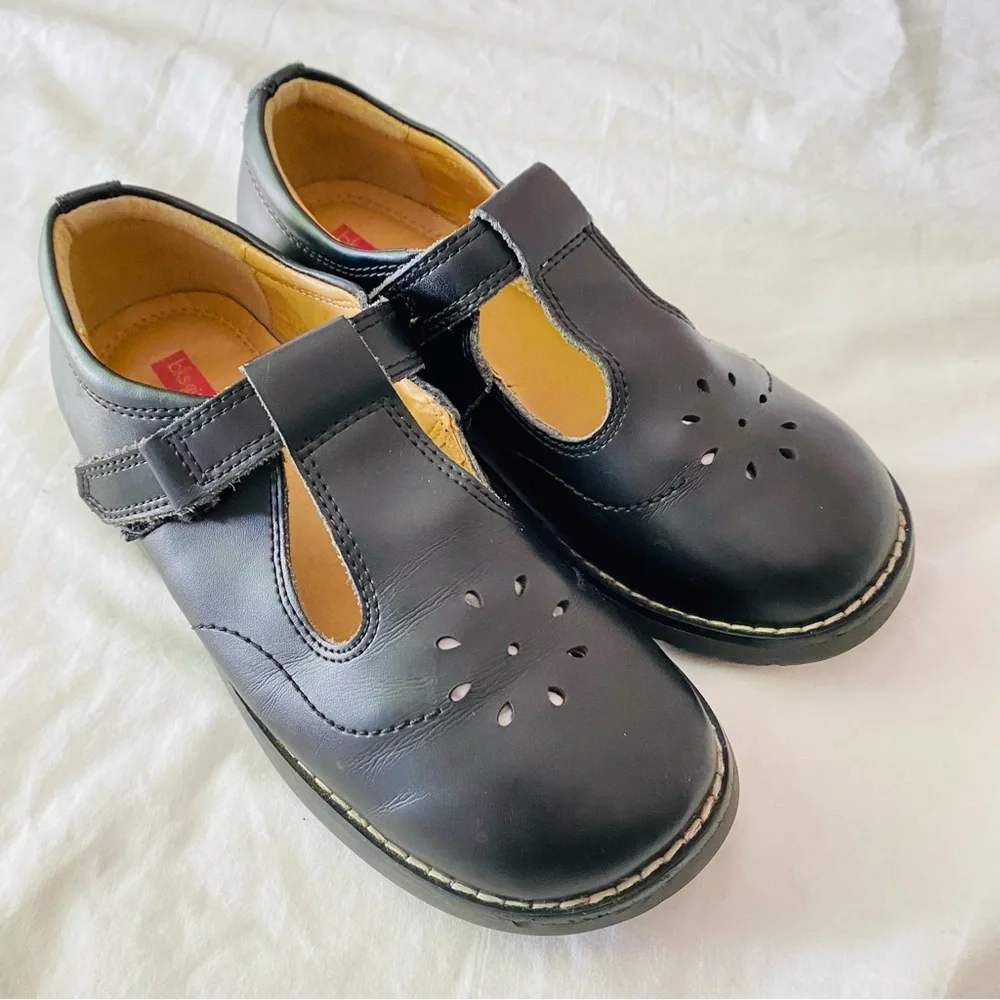 BKs GIRLS Black Shoes Strap Mary Janes Buckle Velcro School Uniform